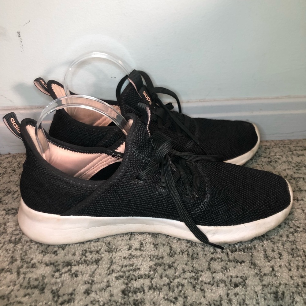 Adidas Black & Pink Cloudfoam Pure Lace-Up Tennis Shoes Size 9